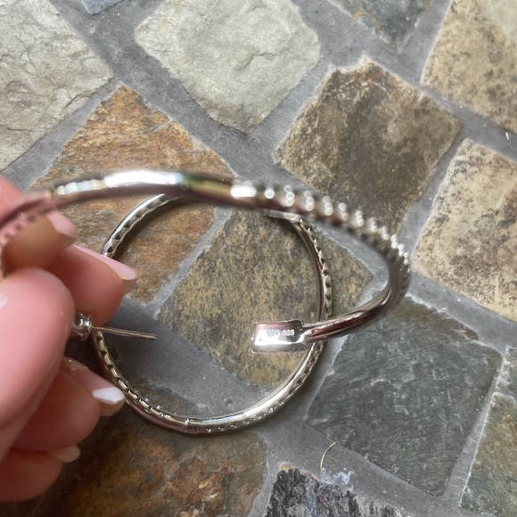 Sterling Silver Polished 45mm Hoop ER - Picture 5 of 10